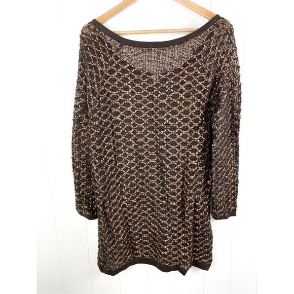Free People New Romantics Joan of Arc knit tunic dress sweater copper thread XS - Picture 8 of 11